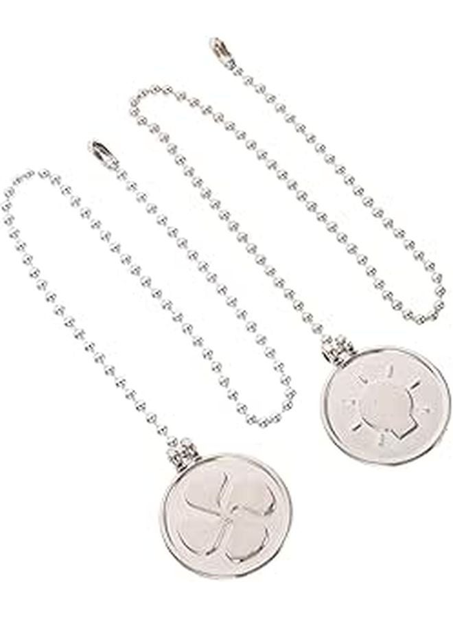Silver Ceiling Fan Pull Chain Extension 2 Pack Metal Hanging Lamp Replacement - Image 1