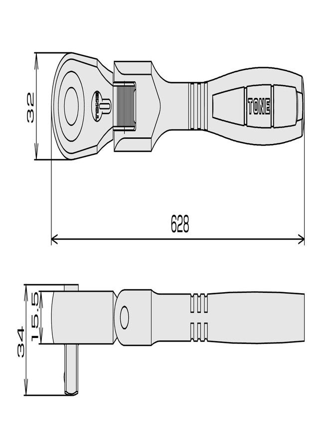 TONE Extra-Long Ratchet Handle Flex Head (Socket Hold Type) RH4FHX 1/2" Inch Drive - Image 5