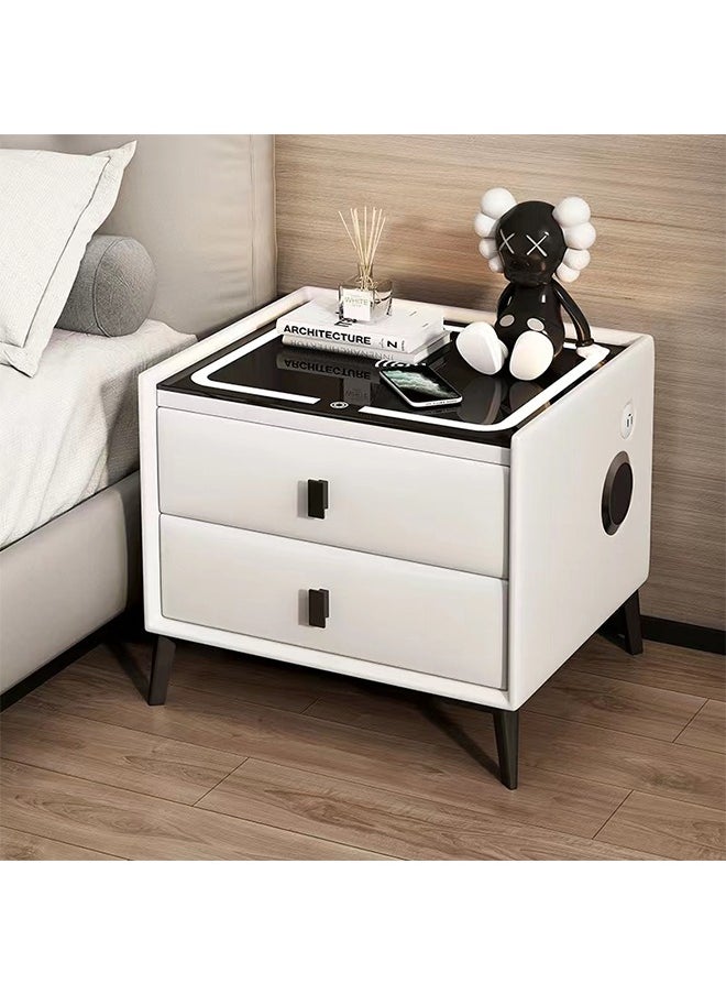 CityRiya-Long - Bedside Table Smart Nightstand Table Bedside Cabinet with Wireless Charging Station Modern Storage Side Table End Table Corner Table with USB Ports and LED Light for Living Room Office - Image 1