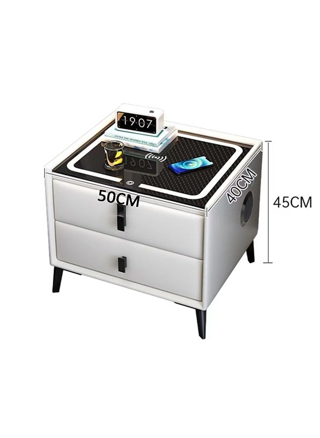 CityRiya-Long - Bedside Table Smart Nightstand Table Bedside Cabinet with Wireless Charging Station Modern Storage Side Table End Table Corner Table with USB Ports and LED Light for Living Room Office - Image 1