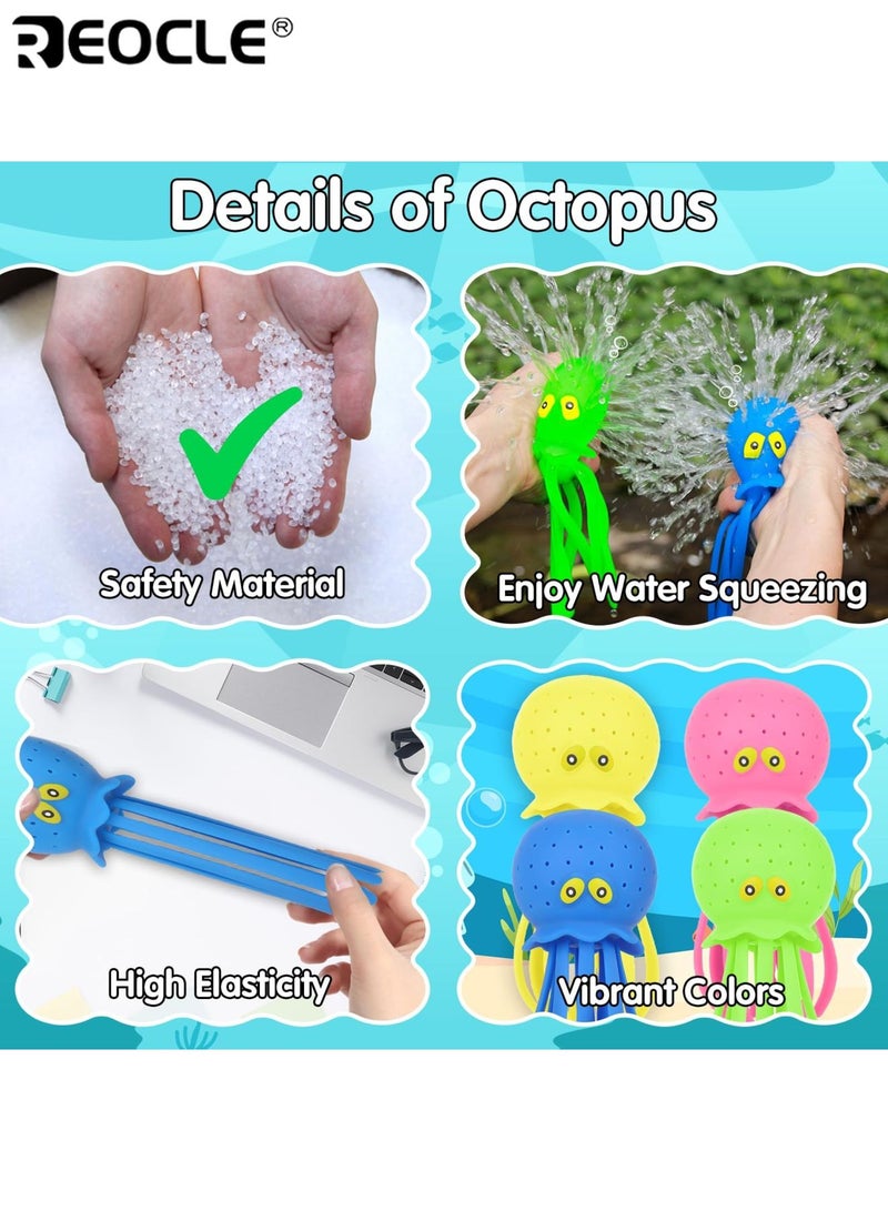 REOCLE 4PCS Octopus Bath & Water Pool Toy Set with Water Table Toys Water Bombs & Splash Balls for Summer Bath Swimming & Pool Play Fun Pool Toys for Kids Ages 3-8 Toddlers - Image 3
