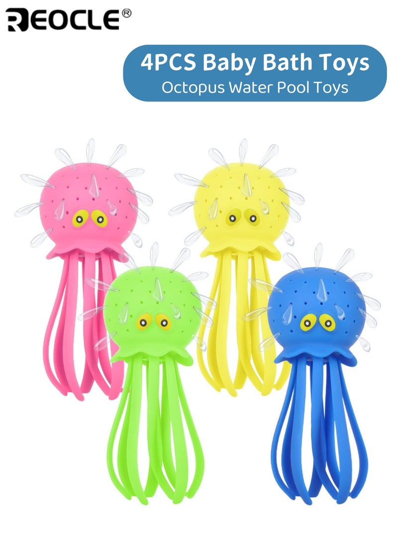 REOCLE 4PCS Octopus Bath & Water Pool Toy Set with Water Table Toys Water Bombs & Splash Balls for Summer Bath Swimming & Pool Play Fun Pool Toys for Kids Ages 3-8 Toddlers - Image 1