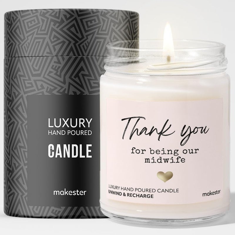 Makester Gift for Midwife - Luxury Soy Wax - Vanilla, Jasmine, Sugared Almond - Midwife Gifts - Makester - Image 1