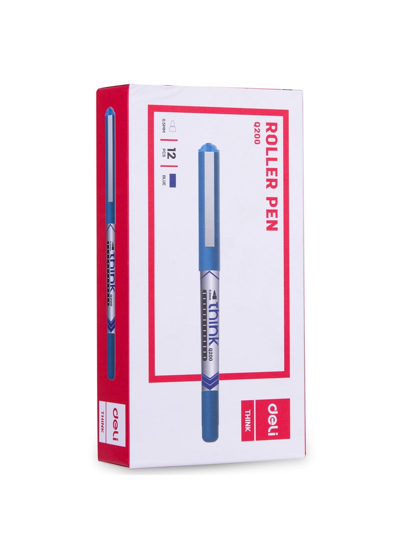 Deli Blue Rollerball Pen 0.5mm , Smooth Writing for Note Taking , Journaling , Drawing , Pack of 12 Pens - Image 2