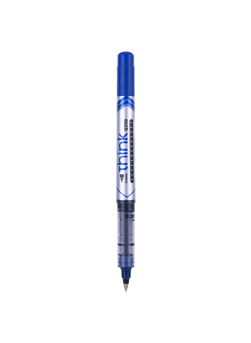 Deli Blue Rollerball Pen 0.5mm , Smooth Writing for Note Taking , Journaling , Drawing , Pack of 12 Pens - Image 4