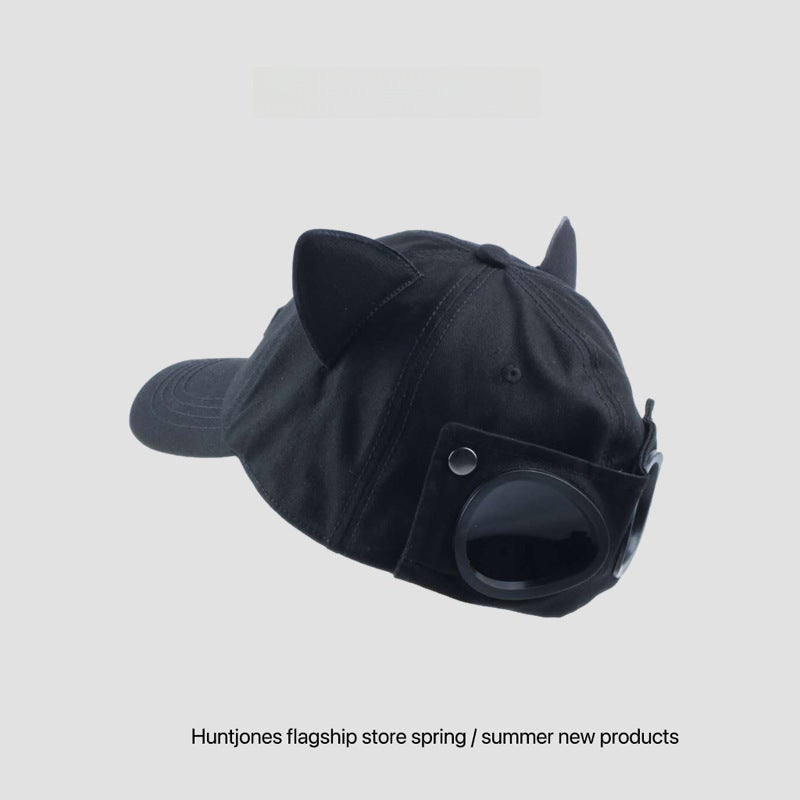 Cute Cat Ear Pilot Cap Unisex Summer Streetwear Army Green  - Image 4