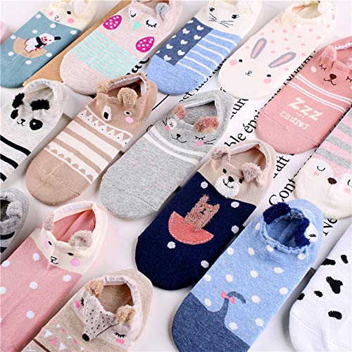 MarJunSep 18 Pairs Novelty Animal Cotton Low Cut No Show Ankle Socks for Girls Women Boat Socks - Image 2