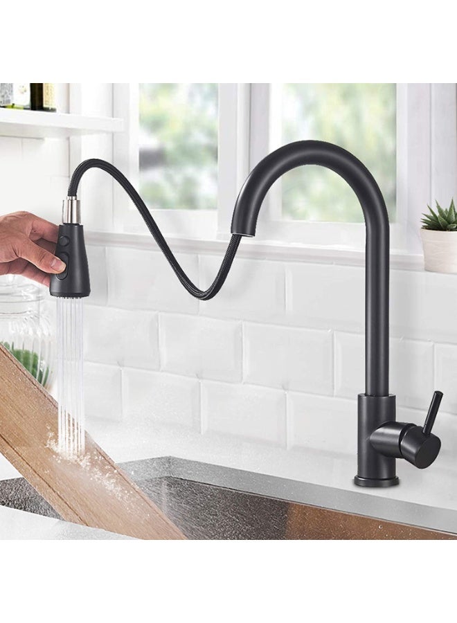 Colro Global Modern Matte Black Kitchen Faucet with Flexible Pull-Out Sprayer - 360° Swivel High-Arc Sink Mixer Tap, Dual Mode Spray Head, Stainless Steel Single Handle Faucet for Contemporary Kitchens - Image 1