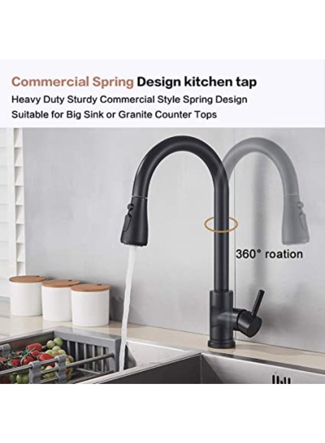 Colro Global Modern Matte Black Kitchen Faucet with Flexible Pull-Out Sprayer - 360° Swivel High-Arc Sink Mixer Tap, Dual Mode Spray Head, Stainless Steel Single Handle Faucet for Contemporary Kitchens - Image 4
