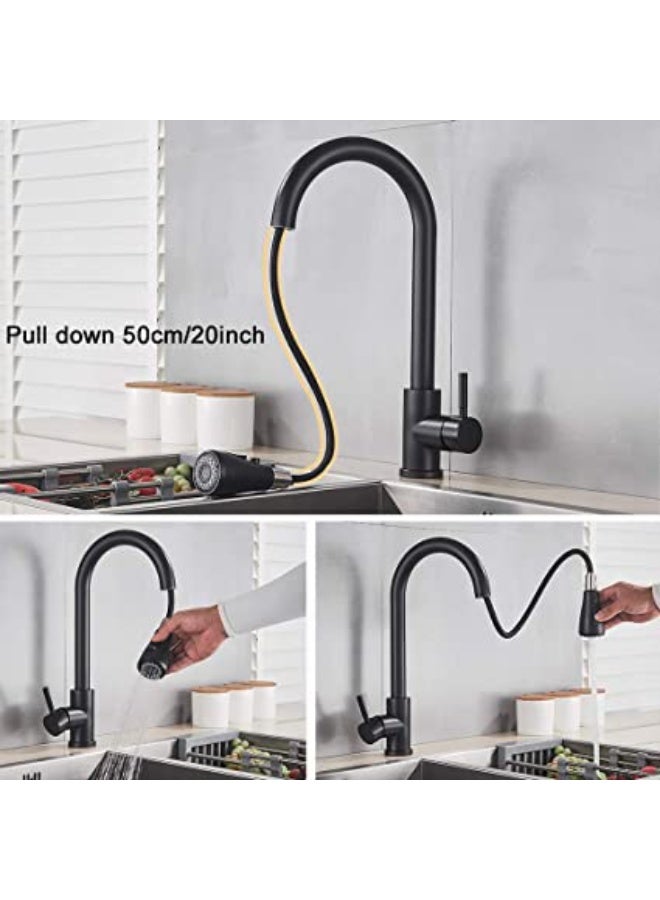 Colro Global Modern Matte Black Kitchen Faucet with Flexible Pull-Out Sprayer - 360° Swivel High-Arc Sink Mixer Tap, Dual Mode Spray Head, Stainless Steel Single Handle Faucet for Contemporary Kitchens - Image 5