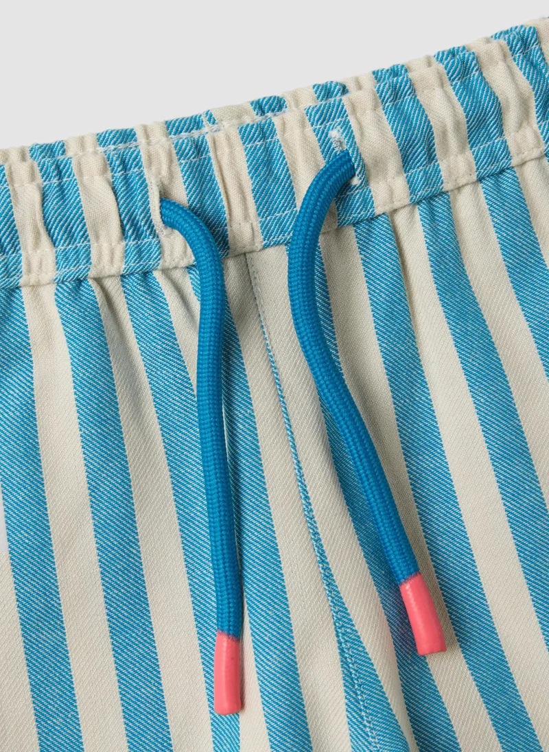 Ovs  OVS Blue Striped Pure Cotton Straight-Fit Shorts For Baby Boys for Men | Best Price UAE
