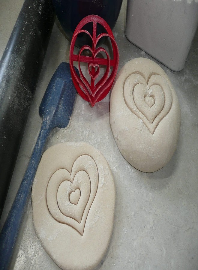 YNGLLC LOVE THEMED HEART ROSE DESIGNS SET OF 2 CONCHA CUTTERS MEXICAN SWEET BREAD STAMP MADE IN USA PR1632, Red - Image 3