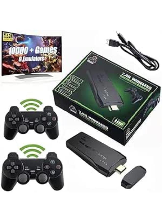 وحدة تحكم ألعاب فيديو تلفزيونية 2.4 جيجا بايت وحدة تحكم لاسلكية للألعاب مزودة بمنفذ USB و9 محاكيات كلاسيكية ومخرج HDMI للتلفزيون مع وحدات تحكم لاسلكية مزدوجة 2.4 جيجا بايت - ألعاب بدقة 4K Ultra HD
