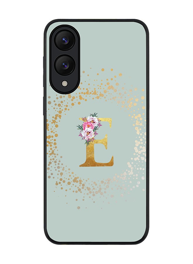 Stylizedd For Samsung Galaxy S25 Edge Case,Slim fit Camera Protection, Shockproof Thin Phone cover  - Custom Monogram Floral - E  (Light Grey )