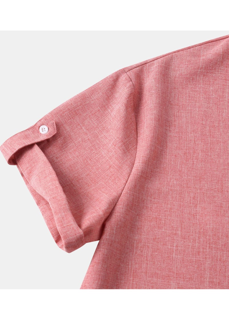 Summer shirt new men's solid color stand collar short sleeve polo shirt men's casual slim men's wear - Image 4