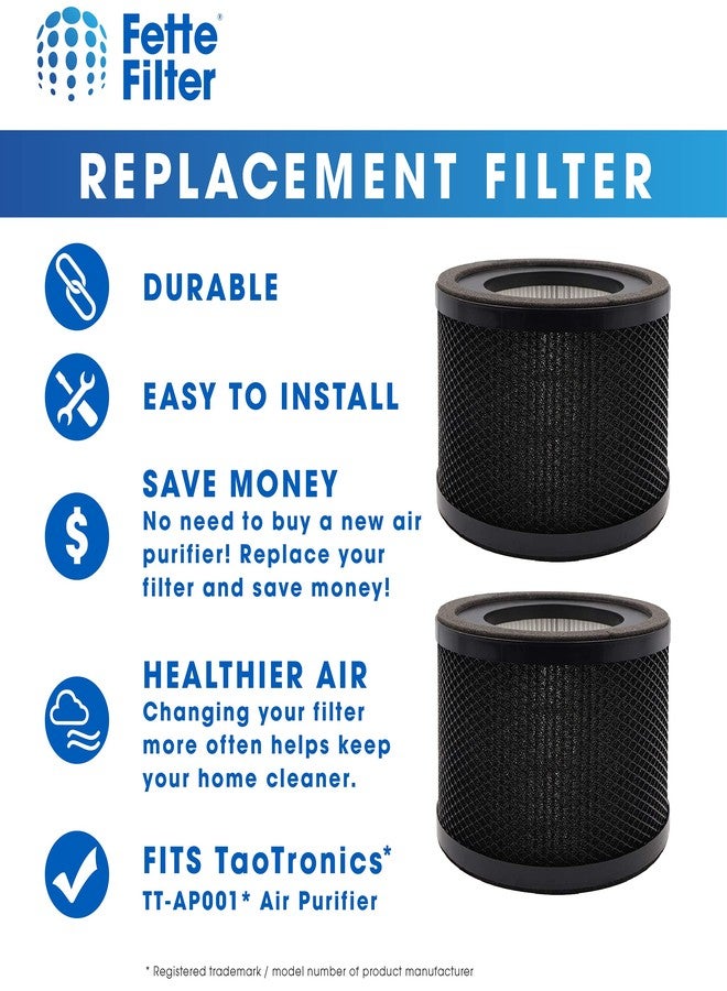 فيتي فلتر فلتر فيت - فلتر بديل، متوافق مع جهاز تنقية الهواء تاوترونيكس TT-AP001 وجهاز تنقية الهواء فافا VA-EE014، وفلتر كربون نشط (قطعتان) - Image 3
