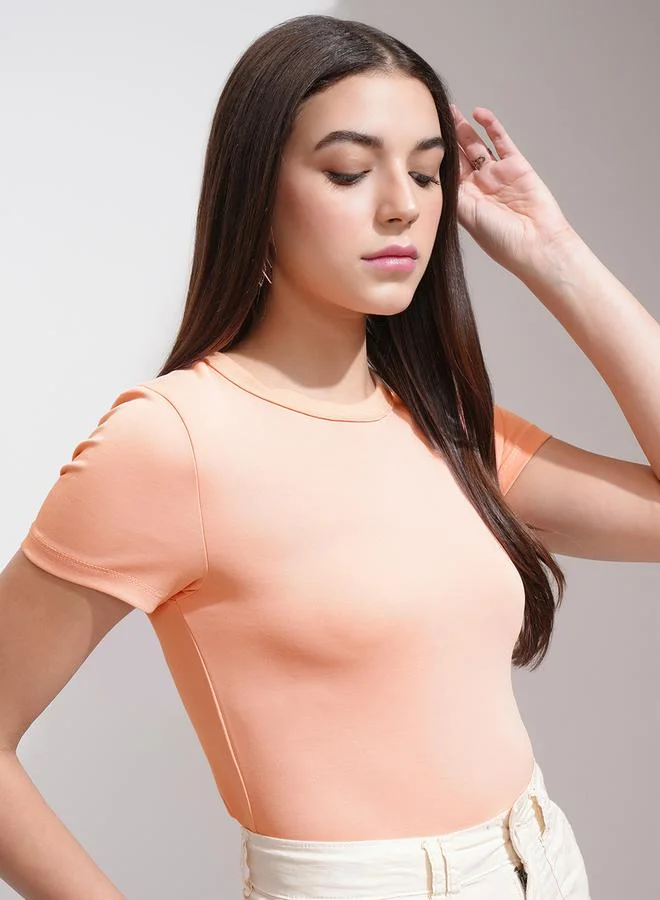 Tokyo Talkies Tokyo Talkies Solid Round Neck Slim Fit T-Shirt