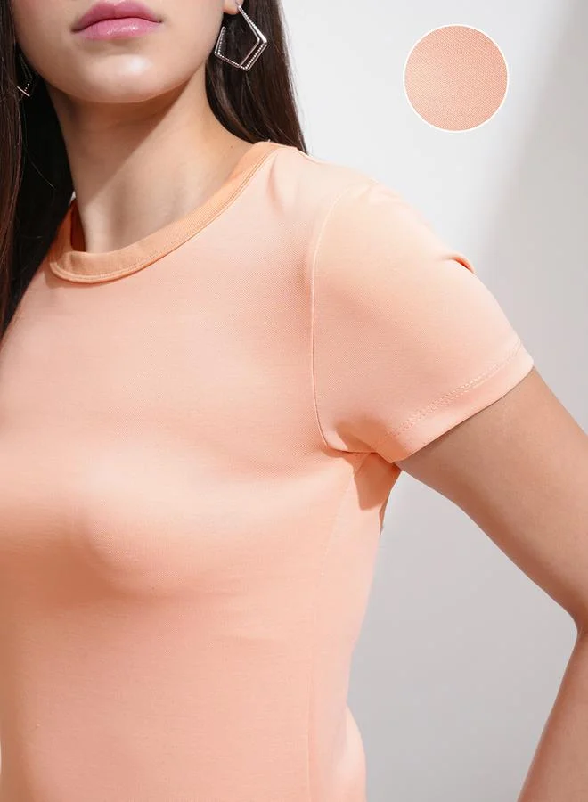 Tokyo Talkies Tokyo Talkies Solid Round Neck Slim Fit T-Shirt