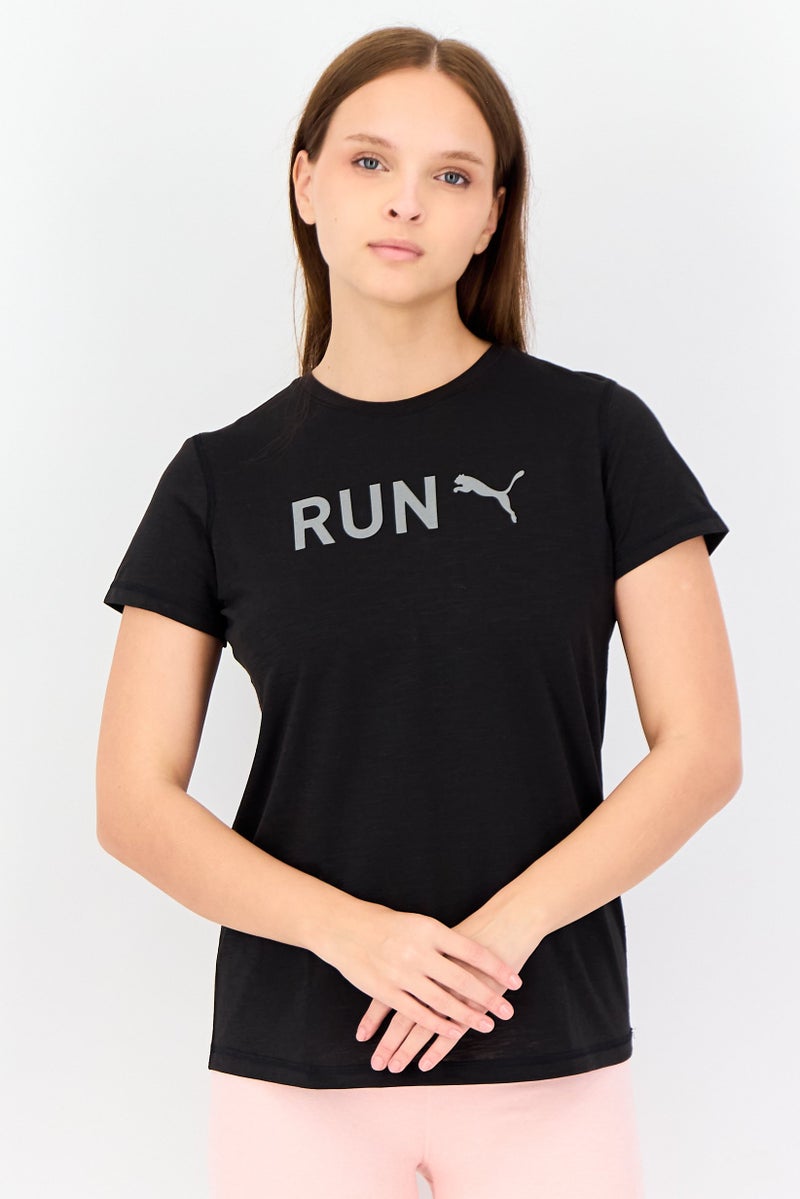 PUMA Women Sportswear Fit Short Sleeves Running T-shirt, Black - Image 1