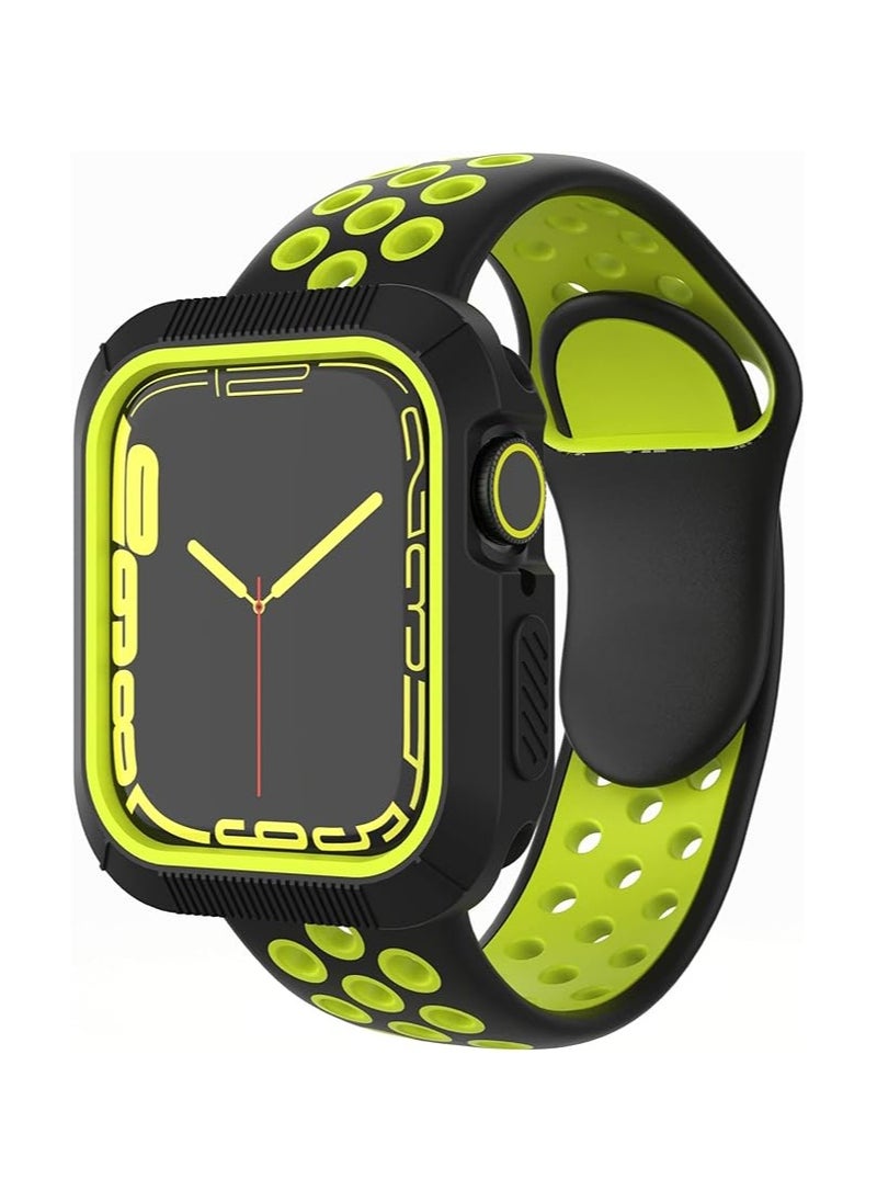 Generic - Compatible with Apple Watch 7 Watch Band 41mm/40mm, iWatch Bands Soft TPU Sport Bands Women Men Replacement Strap for iWatch Series 7 (41mm) (Black & Green) - Image 1