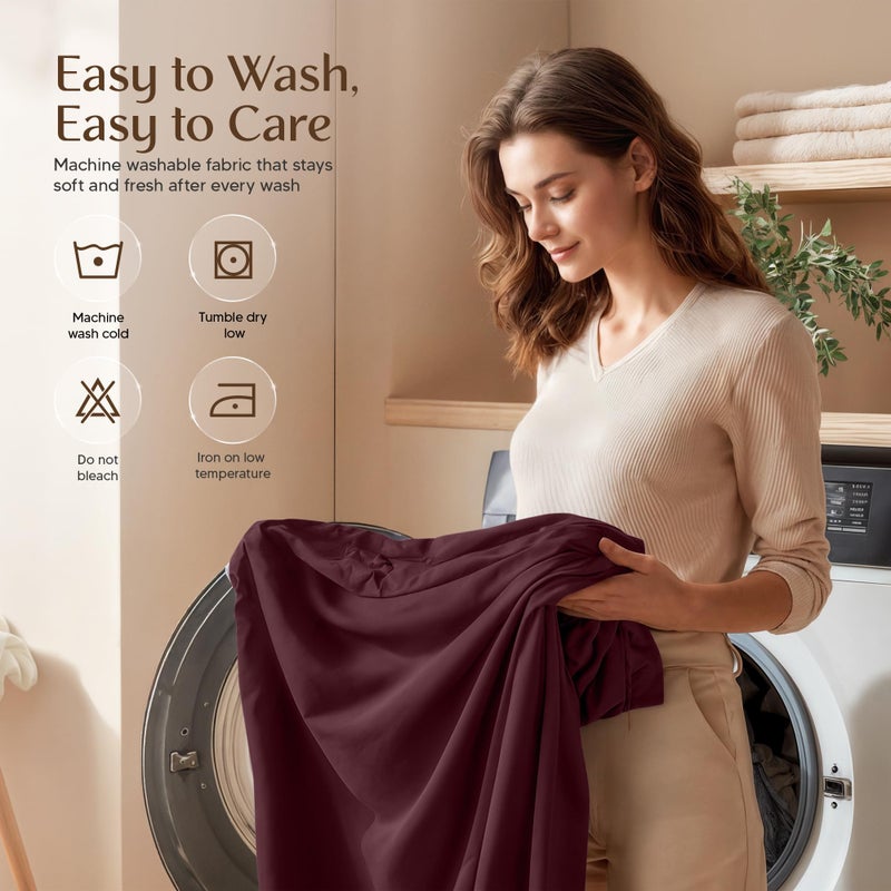 Utopia Bedding Queen Sheet Set â€“ 4 Piece Bed Sheets for Queen Size Bed, Soft and Breathable Microfiber, Includes 1 Fitted Sheet, 1 Flat Sheet and 2 Pillowcases (Burgundy) - Image 5