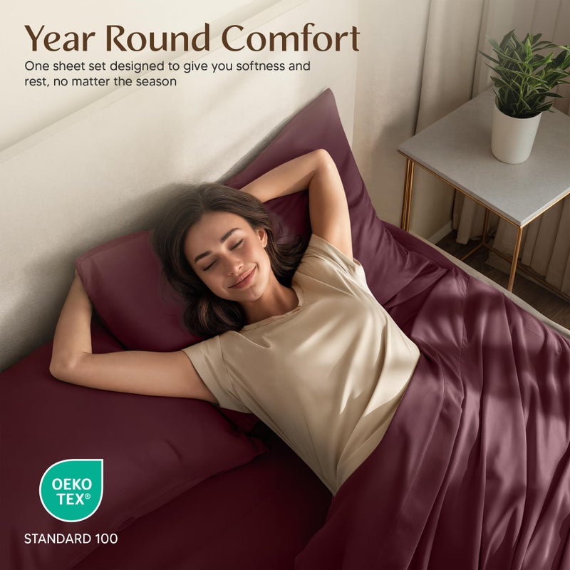 Utopia Bedding Queen Sheet Set â€“ 4 Piece Bed Sheets for Queen Size Bed, Soft and Breathable Microfiber, Includes 1 Fitted Sheet, 1 Flat Sheet and 2 Pillowcases (Burgundy) - Image 3