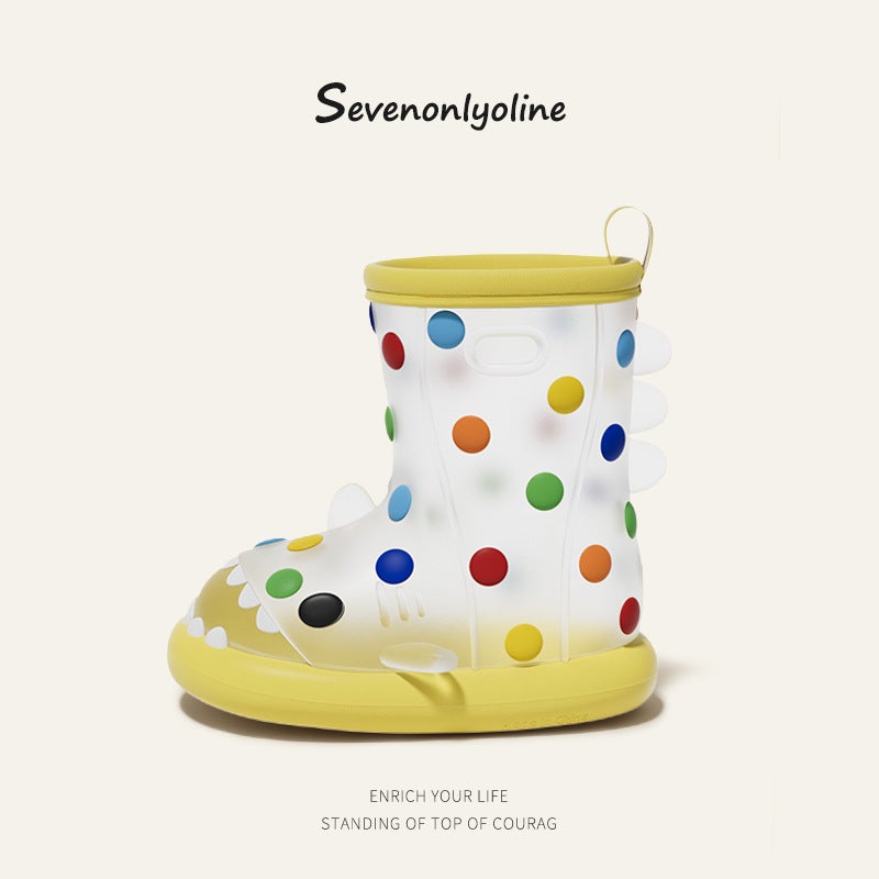 Tiktok Little Red Book Explosions Rainbow Bean Shark Children'S Rain Boots Children'S Raincoat Suit 24 Years New Baby Rain Boots - Image 1