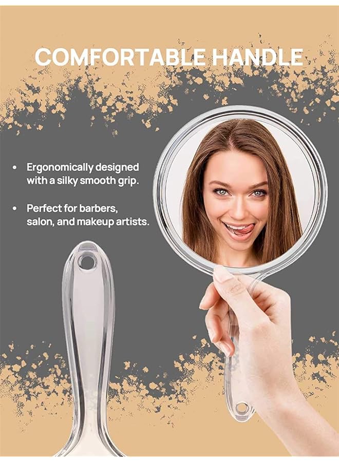 erorex Hand Mirror Double Sided Handheld Mirror 1X 3X Magnifying Mirror With Handle Set Of 3 Clear - Image 5