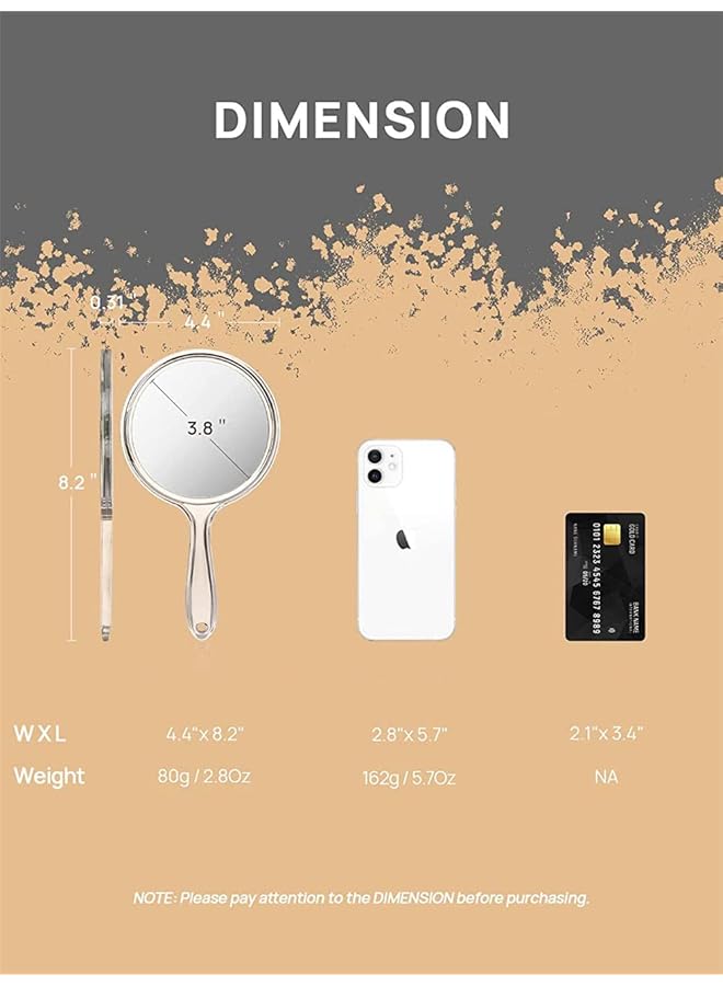 erorex Hand Mirror Double Sided Handheld Mirror 1X 3X Magnifying Mirror With Handle Set Of 3 Clear - Image 3
