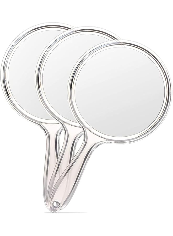 erorex Hand Mirror Double Sided Handheld Mirror 1X 3X Magnifying Mirror With Handle Set Of 3 Clear - Image 1