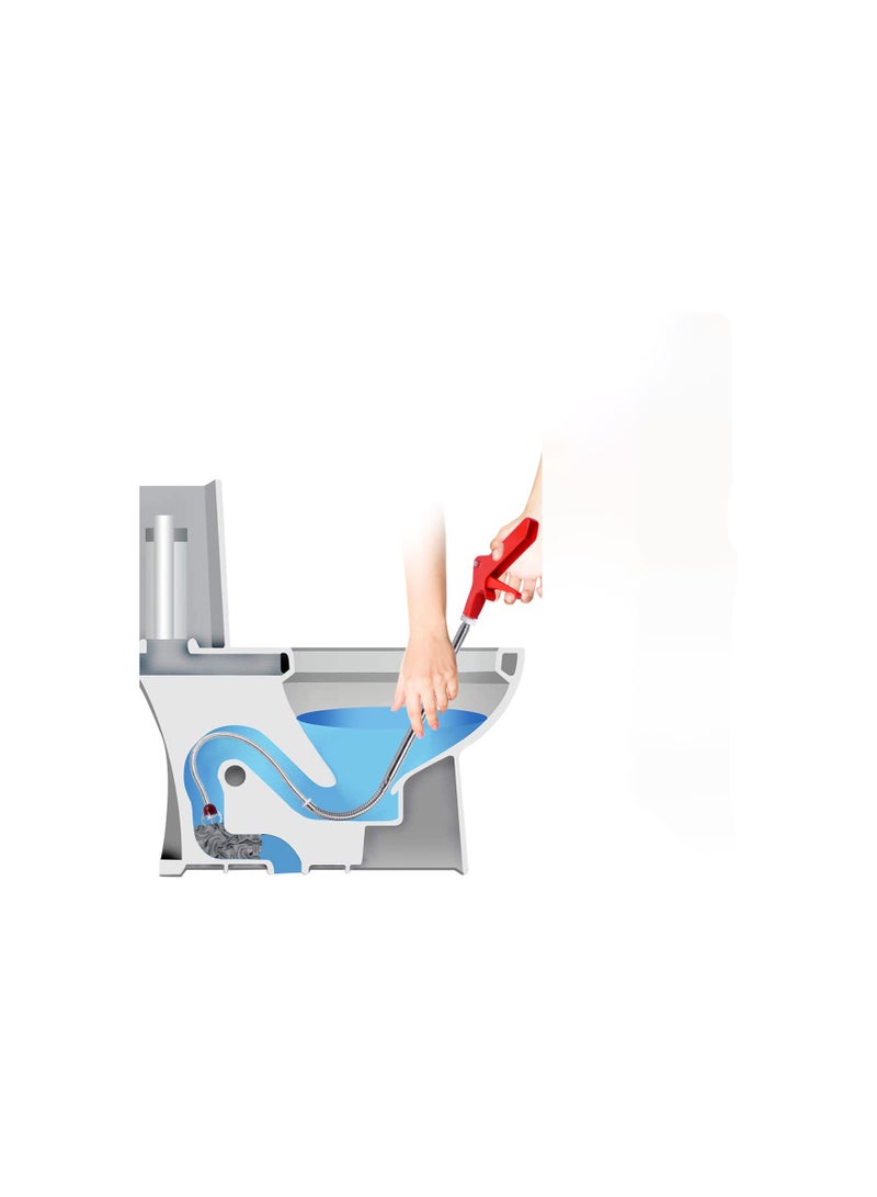 Zikra ثعبان المرحاض لتنظيف المجاري 51 بوصة، أداة تنظيف، أداة مرنة لالتقاط الأشياء، أداة فك الانسداد، مختار بأربعة مخالب، قضيب تلسكوبي من الفولاذ المقاوم للصدأ لالتقاط الأشياء المسدودة في أنابيب المرحاض، المجاري، الحوض - Image 1