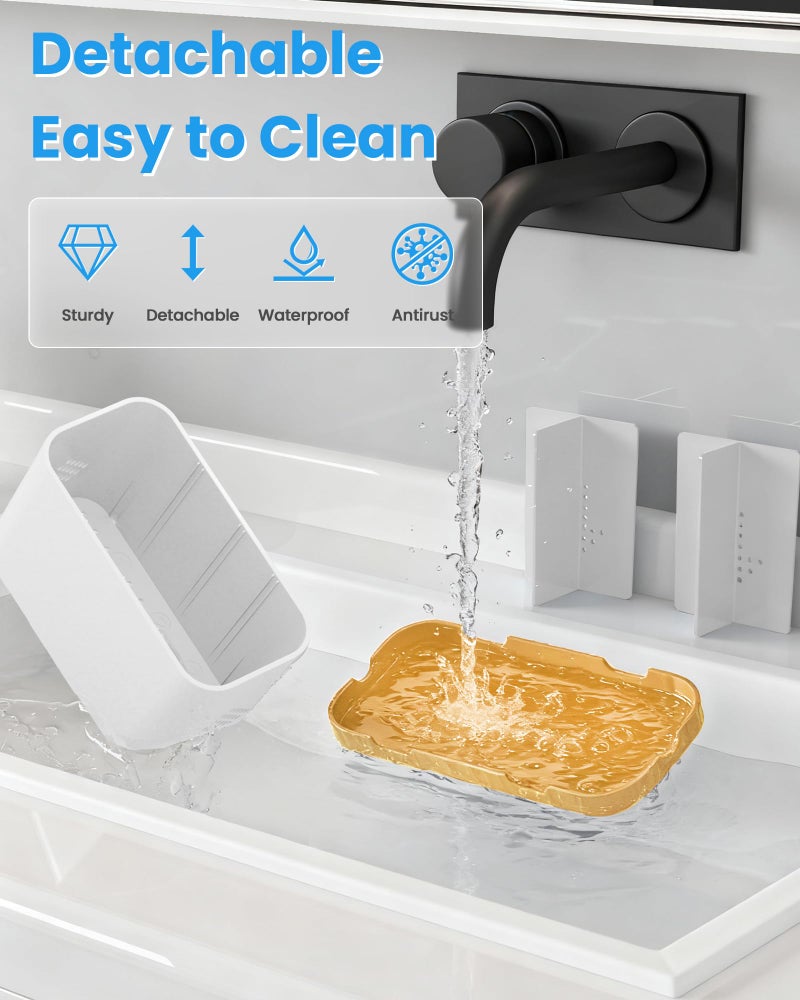 Homtalker Toothbrush and Toothpaste Holders for Bathrooms Countertop - Detachable 5 Slots Kids Electric Toothbrush Holders Set Wall Mounted with Removable Dividers for Bathroom Decor and Accessories Organizer - Image 4