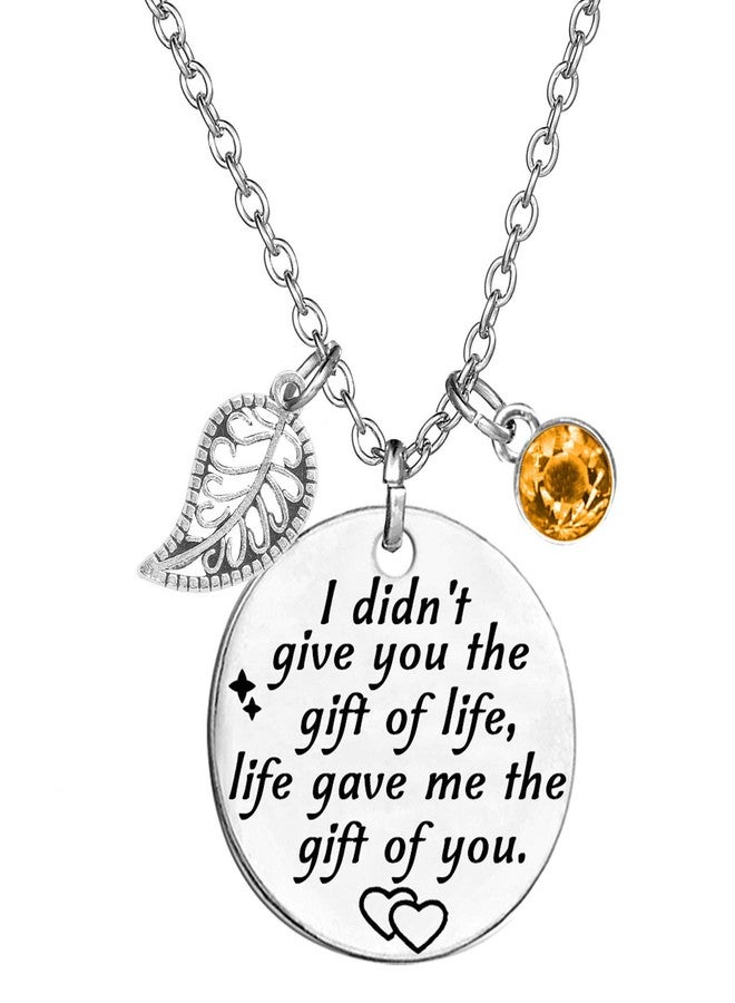 TISDA Stepdaughter Daughter-In-Law,I Didn't Give You The Gift of Life, Life Gave Me Necklace Birthstone Pendant (White November) - Image 1