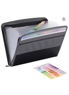 General 13 Pockets Portable File Organiser,A4 Water Resistant Expanding File Folders for Paperwork, Fireproof Accordion Document Organiser with Tabs,Sticky Labels and Zipper Closure  - Image 1