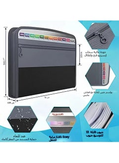 General 13 Pockets Portable File Organiser,A4 Water Resistant Expanding File Folders for Paperwork, Fireproof Accordion Document Organiser with Tabs,Sticky Labels and Zipper Closure  - Image 2
