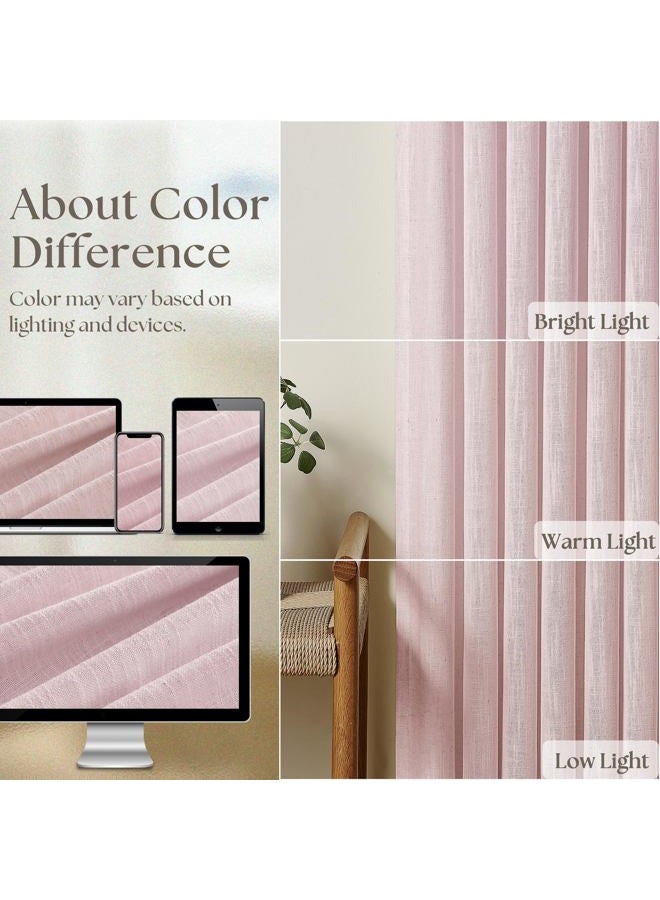 TWODRAPES Dusty Pink Linen Pinch Pleated Curtains 90 Inch Length 2 Panels for Girls Bedroom Nursery Kids Soft Thick Linen Window Curtains 90 Inches Long Semi Sheer Light Filtering for Living Room Blush Pink - Image 4