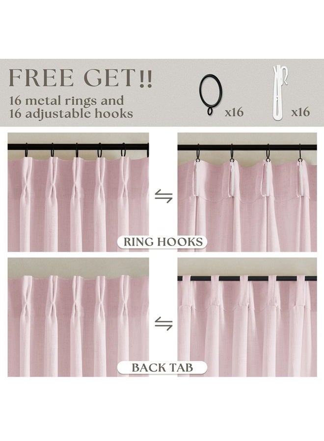 TWODRAPES Dusty Pink Linen Pinch Pleated Curtains 90 Inch Length 2 Panels for Girls Bedroom Nursery Kids Soft Thick Linen Window Curtains 90 Inches Long Semi Sheer Light Filtering for Living Room Blush Pink - Image 5