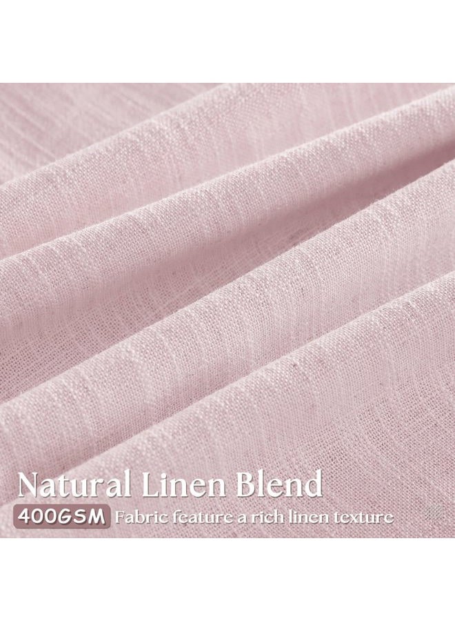 TWODRAPES Dusty Pink Linen Pinch Pleated Curtains 90 Inch Length 2 Panels for Girls Bedroom Nursery Kids Soft Thick Linen Window Curtains 90 Inches Long Semi Sheer Light Filtering for Living Room Blush Pink - Image 3