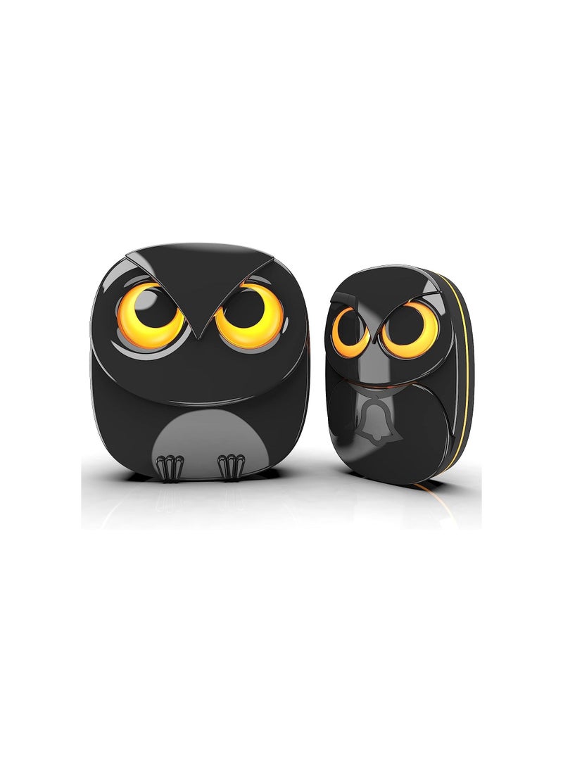 Y&D Cute Owl Wireless Doorbell, Weatherproof Doorbells with LED Flash for Home, 1000 Feet Long Range, Easy Installation, 1 Receivers + Transmitters, Black  - Image 1