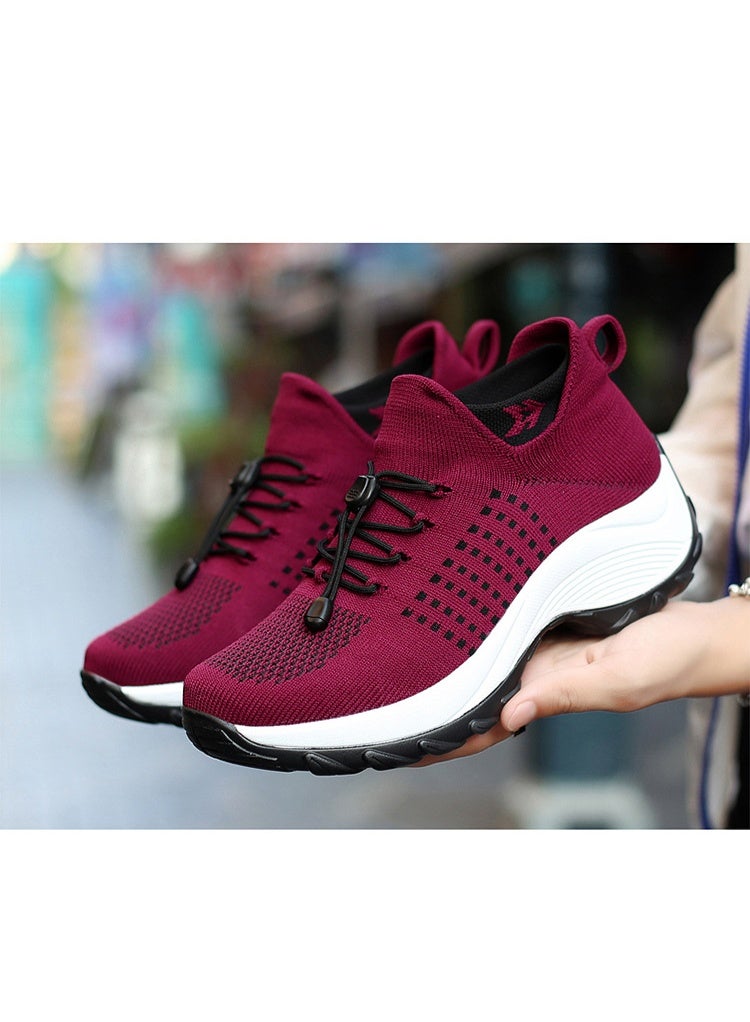 NIBEMINENT Women Walking Trainers Fashion Fly Weaving Sock Sneakers Breathe Comfortable Nursing Shoes Casual Platform Loafers Non-Slip - Image 1