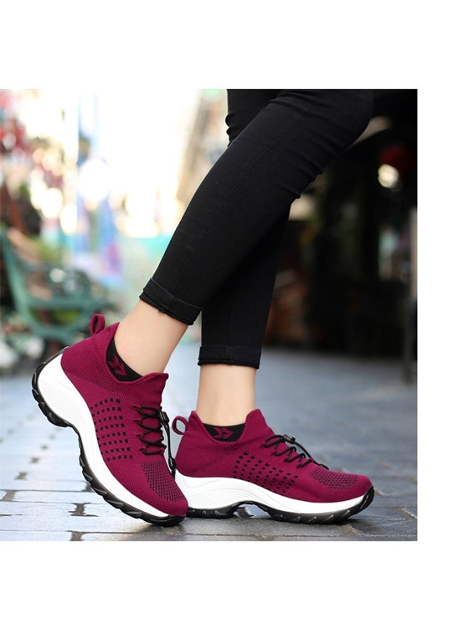 NIBEMINENT Women Walking Trainers Fashion Fly Weaving Sock Sneakers Breathe Comfortable Nursing Shoes Casual Platform Loafers Non-Slip - Image 2
