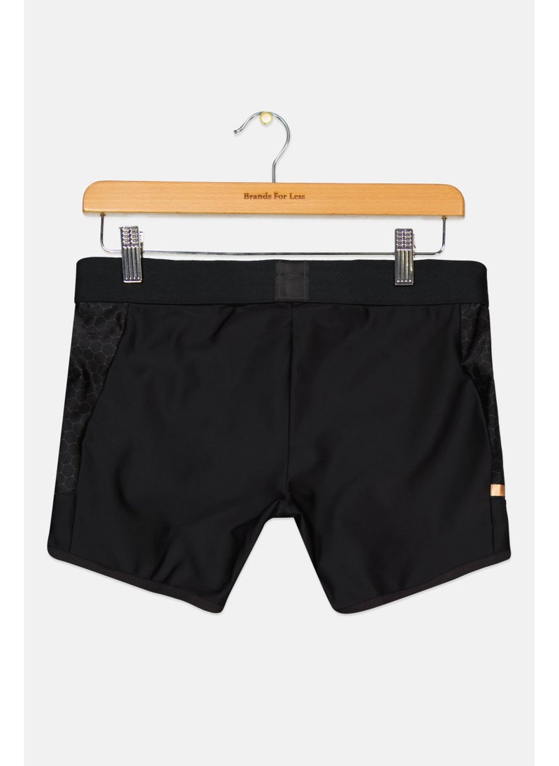 speedo Men Drawstring Graphic Print Swim Trunks, Black  - Image 3