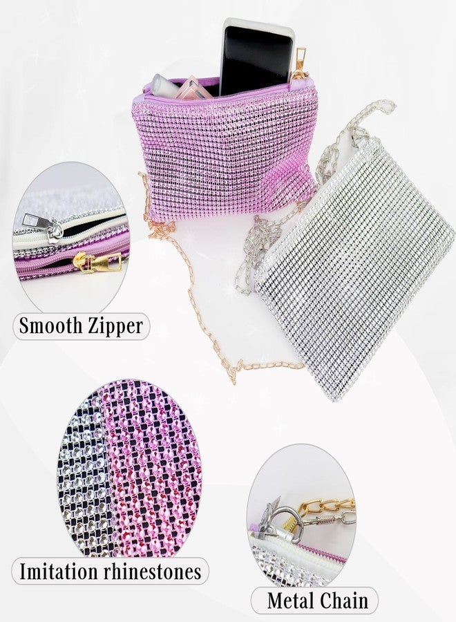 WisePoint Lightweight Cross Body Phone Bag, Sequin Shoulder Bag for Women with Zipper, Trendy Clutch Bag for Wedding (Pink) - Image 5