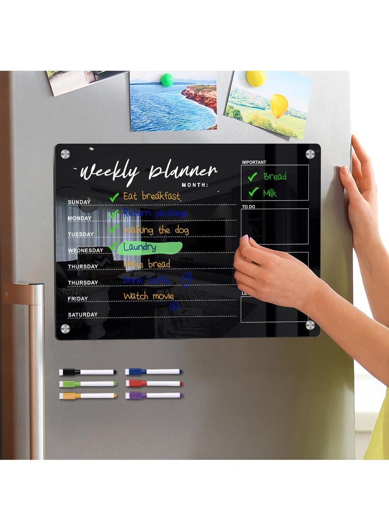 Acrylic Magnetic Absorption Week Plan Memo Board Erasable Black Message Writing Board Memo Reminder Display Board - Image 1