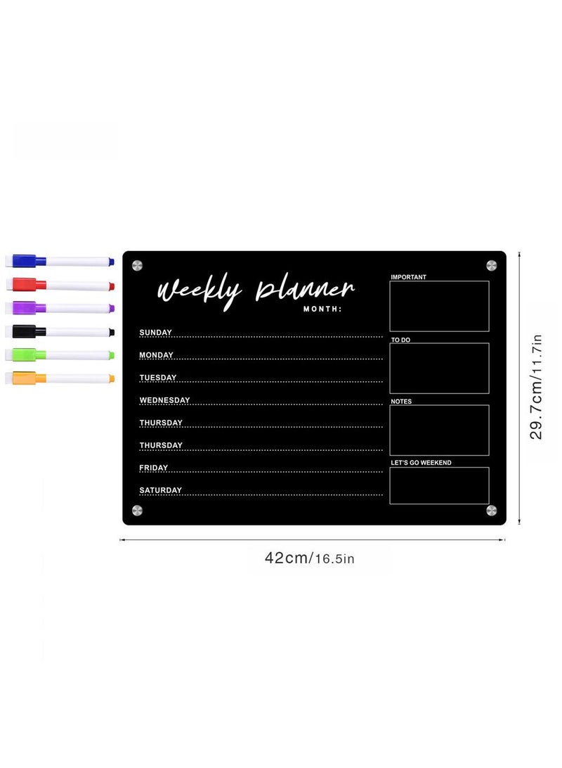 Acrylic Magnetic Absorption Week Plan Memo Board Erasable Black Message Writing Board Memo Reminder Display Board - Image 5