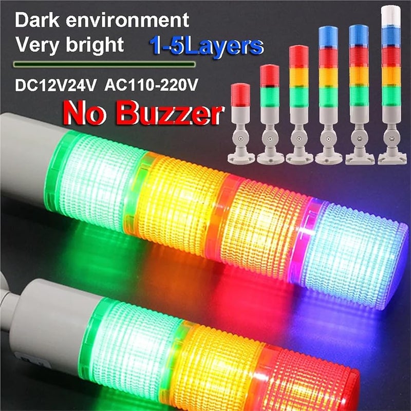 3 Layer 12V LED Signal Tower Light 45mm Diameter 24V DC 220V Steady Alarm Light For Industrial Machine - Image 5