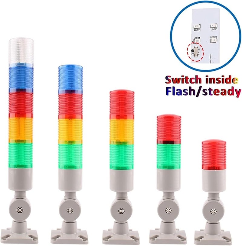3 Layer 12V LED Signal Tower Light 45mm Diameter 24V DC 220V Steady Alarm Light For Industrial Machine - Image 4