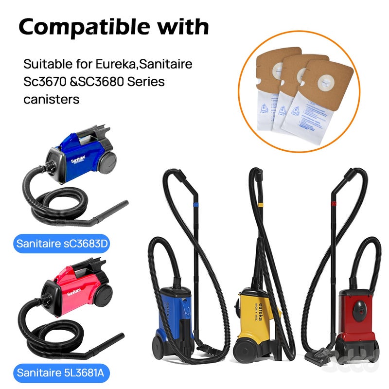 Cigacoal 8-Pack Style MM Vacuum Bags for Eureka Mighty Mite 3670 & 3680 Canister Vacuums â€“ Replaces Parts 60295, 60295A, 60295B, 60295C, 60296 & 60297A â€“ Effective Filtration - Image 2