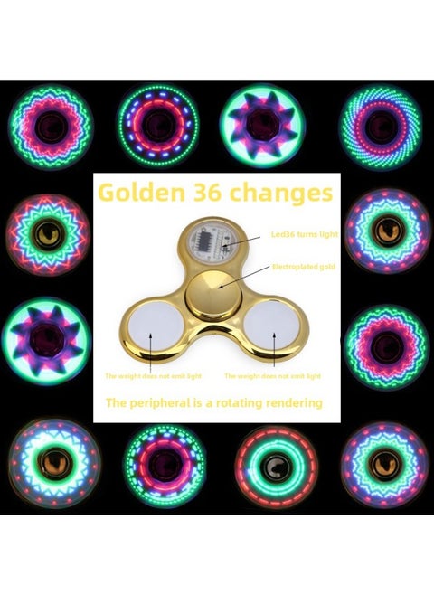 [Metal] Fingertip Gyro Finger Clover Children Adult Thumb Between Spiral Alloy Decompression Artifact Toy-color:36 Turns Gold With Lights