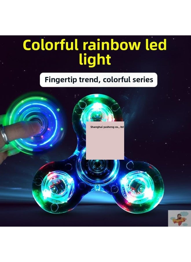 null - [Metal] Fingertip Gyro Finger Clover Children Adult Thumb Between Spiral Alloy Decompression Artifact Toy-color:36 Turns Gold With Lights - Image 1